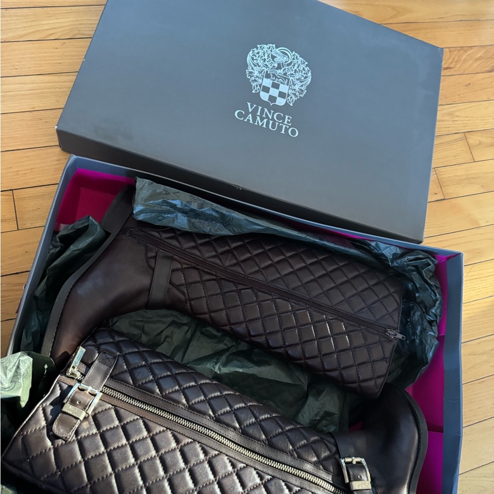 Vince Camuto Quilted Dark Brown Ankle Boots